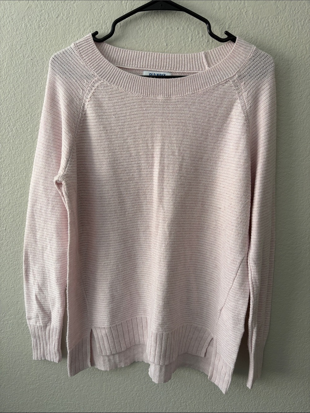 Old Navy Women's Pale Pink Ribbed Crewneck Sweater Size Medium